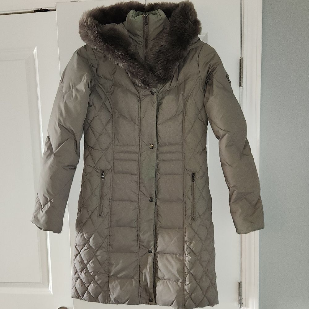 Larry LEVINE DOWN Puffer Trench Coat XS